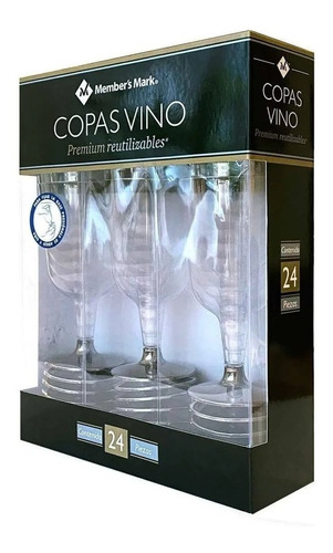 Copas De Vino Desechable 24 Piezas Premium Acabado Cristal