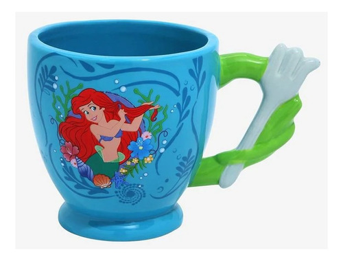 Taza Café Disney Ariel Sirenita Mango De Cepillo Pelo 591ml