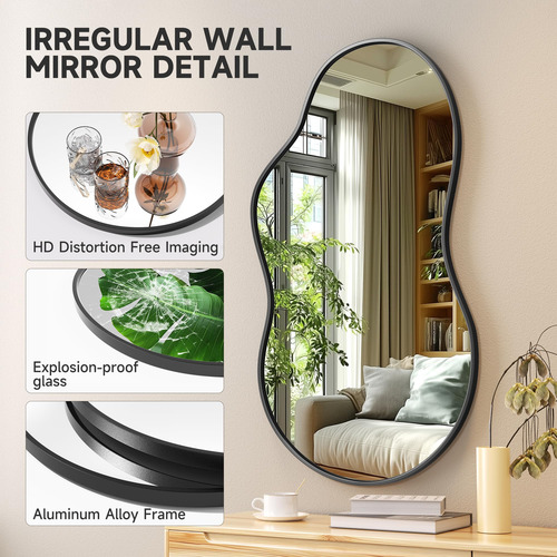 Hasipu Espejo De Pared Irregular 20 X 35 Pulgadas Espejo