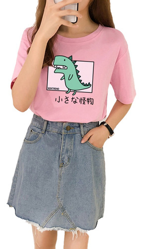 Dinosaurio Playera Slim Fit Cómodo Manga Corta Sin Género