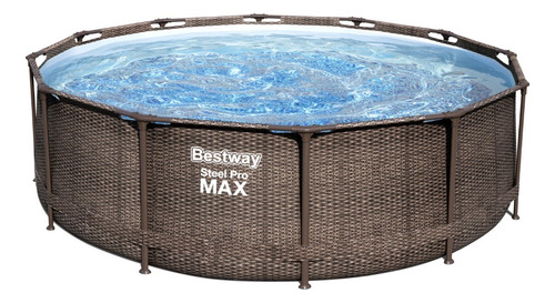 Piscina estructural redonda Bestway 56709 con capacidad de 9150 litros de 3.66m de diámetro marrón chocolate diseño mosaico/ratán
