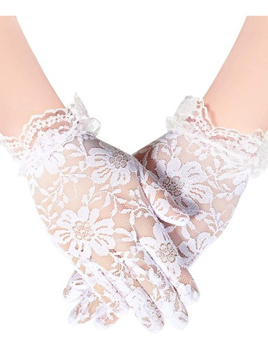 Guantes De Encaje Blanco Elegante Mujer Adulto Talla Unica