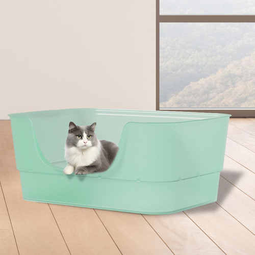 Bandeja De Arena Para Gatos Con Parte Abierta, Gran Verde