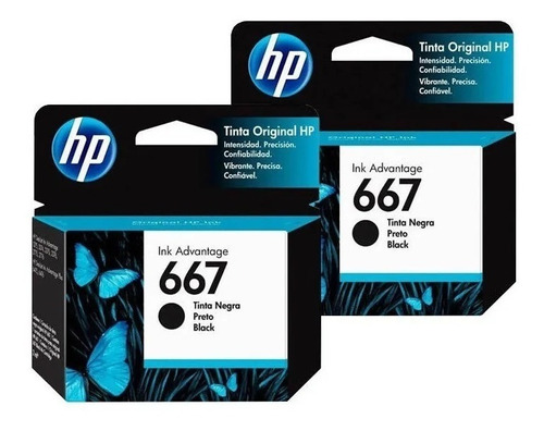 Pack 2 Tintas Hp 667 Original 1275/2374/2375/2376/2775/2776