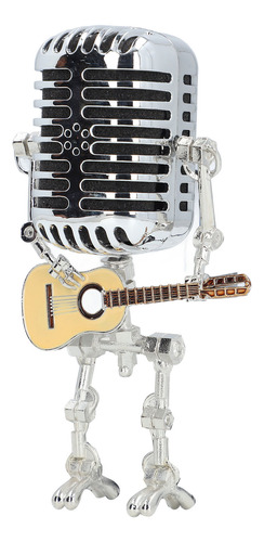 Robot Con Micrófono Metálico Que Sostiene La Guitarra, Estil
