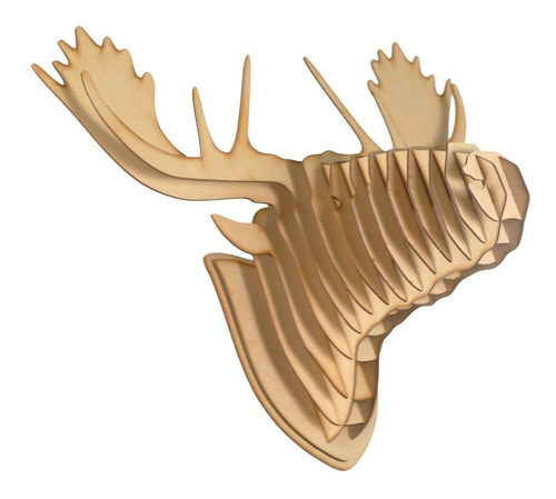 Imagen 8 de 8 de Cabeza Alce V2 Mdf Cabeza De Animal Trofeo Rompecabezas 3d