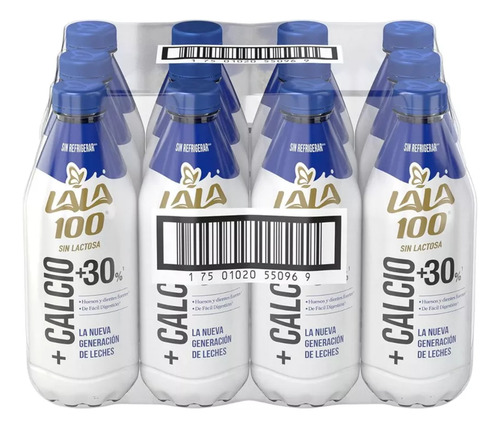 Pack X12 Unidades Leche Calcio Sin Lactosa 1 Litro C/u Lala