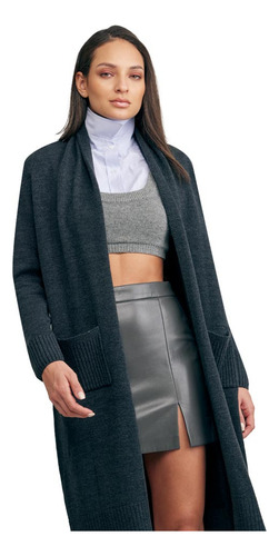 Ensamble Largo Tejido Sao Paulo Rm06 Gris Oxford Para Mujer