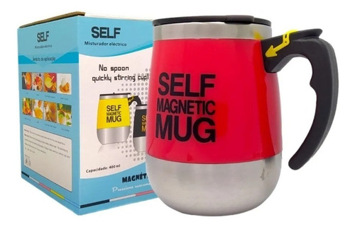 Caneca Mixer Automática Magnética Usb Chá Café Nescau Leite Cor Vermelho Auto Magnetic Mug