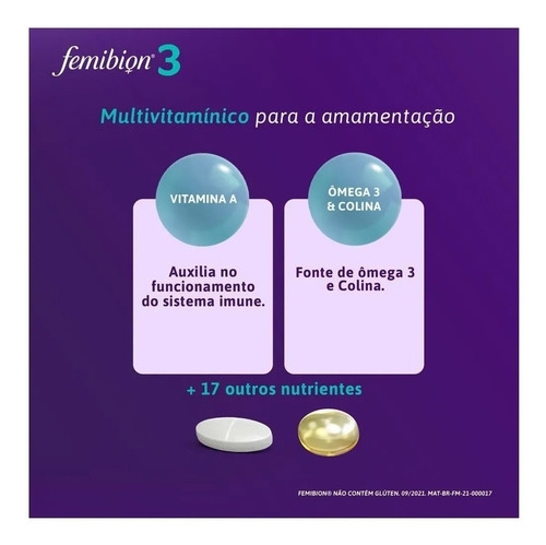 Femibion 3 Amamentação Ômega 3 E Colina 56 Cápsulas Sem Sabor