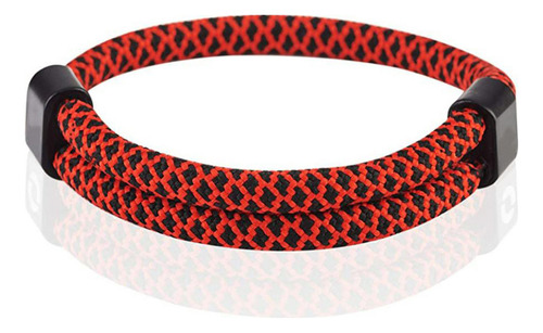 Pulsera Nautica Para Hombre O Mujer Ajustable Cuerda Milan Color Rojo Diámetro 8 cm