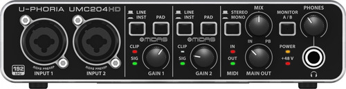 Imagem 2 de 4 de Interface De Audio Usb U-phoria Umc204hd - Behringer - Com Nota Fiscal E Garantia De 2 Anos Proshows !