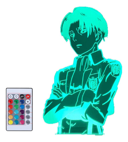 Lámpara Led 3d Levi Ackerman Attack On Titan Touch + Control