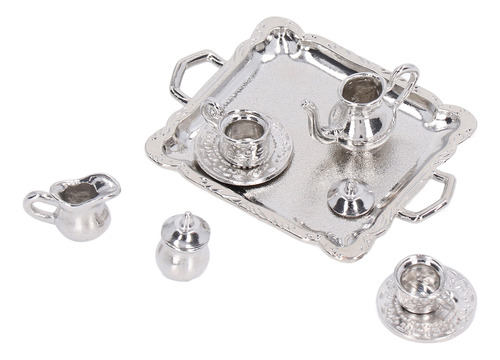 Mini Juego De Té De Metal A Escala 1/12 Simulación
