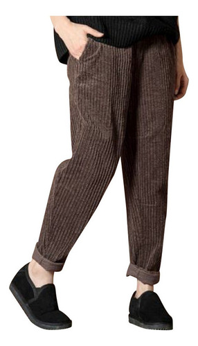 Pantalones Holgados De Pana Tipo Harem Con Cintura Elástica