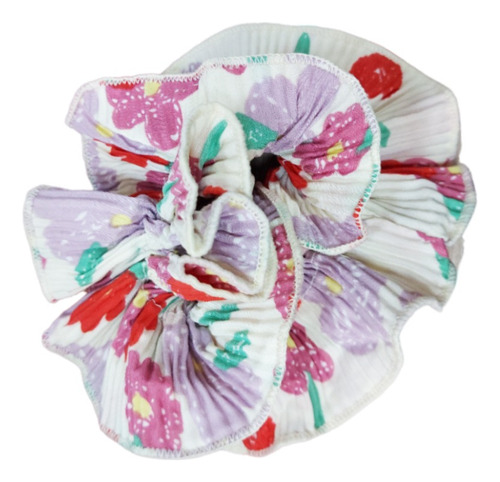 Scrunchie Xl Doble Plisado Verdolaga Flor Unidad