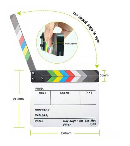Imagen 4 de 7 de Claqueta Acrílica Magnética Para Producciones De Vídeo, Cine