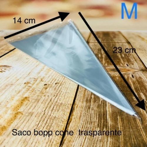 300 Sacos Plastico Bopp Cone Transparente 14x23 Cone Doces