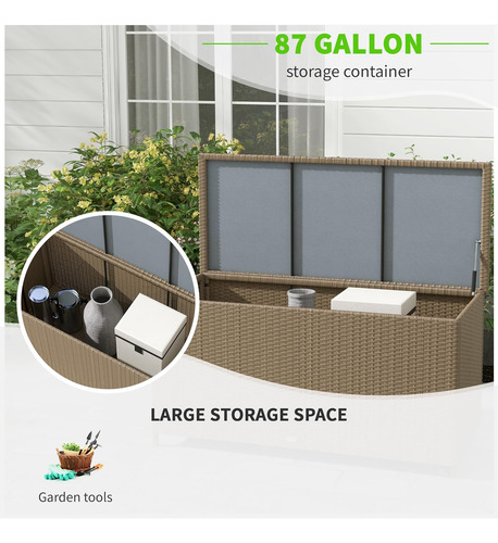 Caja De Cubierta 83 Galones Mimbre Impermeable Con Ruedas