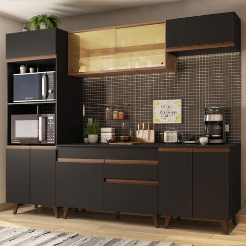 Cozinha Completa Madesa Reims 260002 Com Armário E Balcão