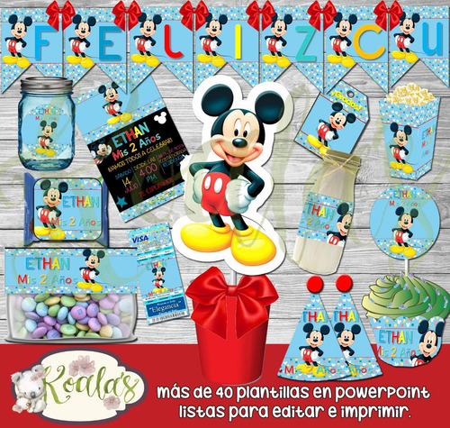 Mickey Mouse Mega Kit Imprimible Editable + Candy Bar