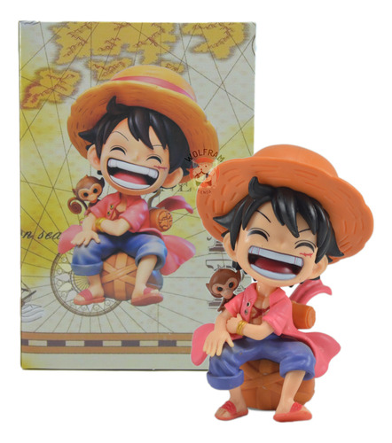 Figuras Muñeco One Piece Monkey D Luffy Sentado Chibi