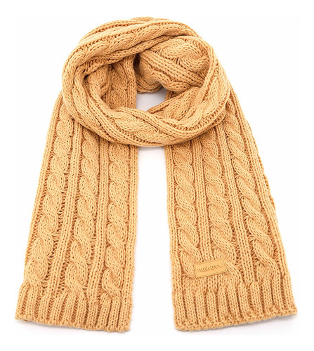 Bufanda Trendy Tejido Trenzado Elegante Estilo Clásica Camel Liso