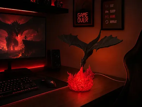 Dragão Game Of Thrones Fogo Led Decorativo Geek Usb Gamer