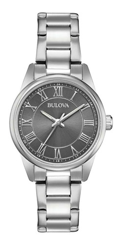 Reloj Bulova Classic 96l272 Correa Plateado Bisel Plateado Fondo Gris oscuro