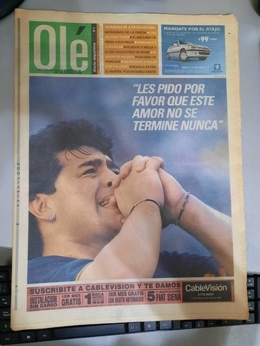 Diario Ole Partido Despedida De Diego Maradona  Año 2001