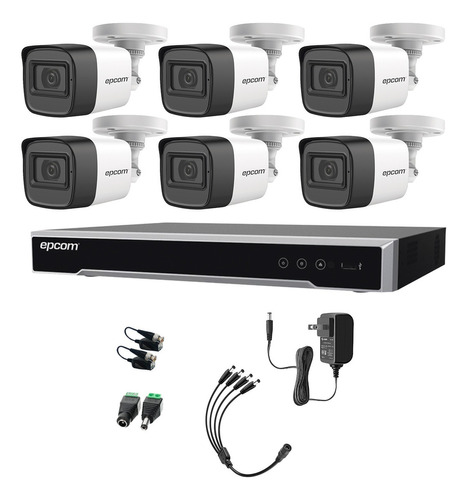 Epcom Kit de Camaras de Seguridad Exterior Metalicas Con Micrófono Integrado Modelo B50KIT-PLUS6-SC Video Vigilancia TurboHD 1080p CCTV 6 Cámaras Bala