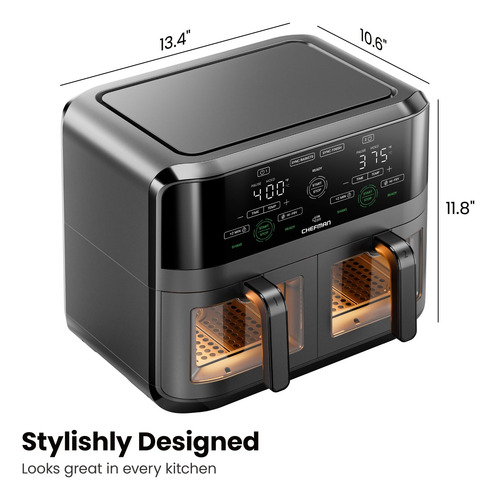 Forno Air Fryer Chefman, Cesta Dupla De 6 Litros, Preta, 170