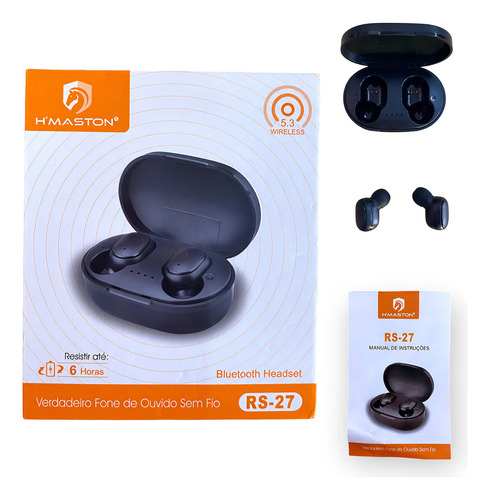Fone De Ouvido Bluetooth H Maston Signature Sound In-ear Cor Preto Luz 0
