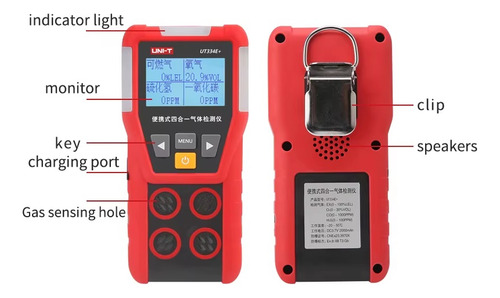 Medidor Detector Multigas 4 En 1 Uni-t Ut334e+ O2 H2s Co Lel