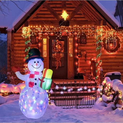 Lazhu Boneco De Neve De Natal Luminoso Inflável De Decoração