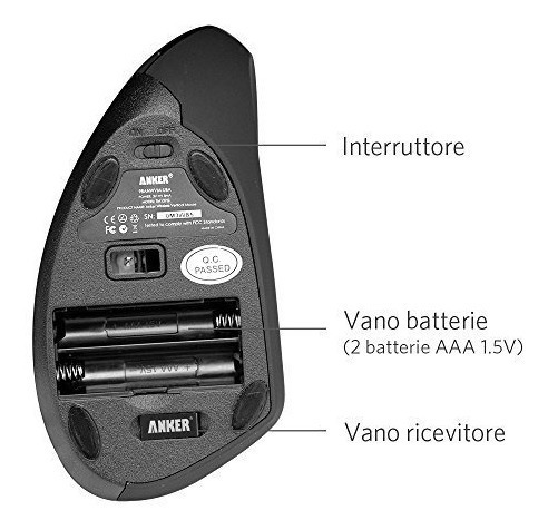 Imagen 4 de 6 de Mouse Vertical - Anker - Inalambrico - 800 / 1200 /1600 Dpi