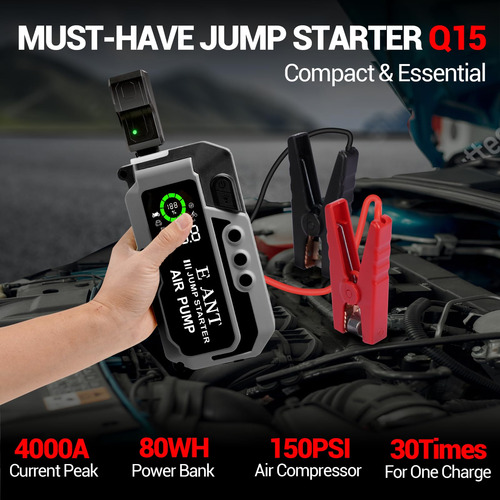 Arrancador De Coche Con Compresor 4000 A 12 V Y Usb Qc3.0