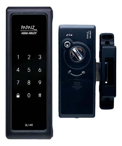 Fechadura Digital Papaiz Sl140 Sobrepor Preta Senha Painel Touch Fechamento Automático