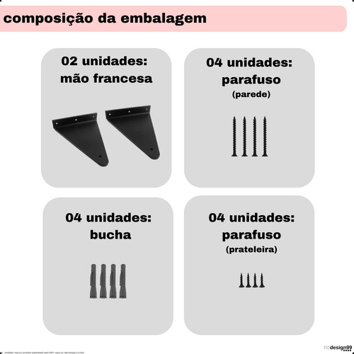 15cm - Mão Francesa Cantoneira Preta Reforçada - Rio Design99 - Ferro Aço Suporte Para Prateleira Resistente Industrial Prateleira Madeira Bancada Estante Triangular S16