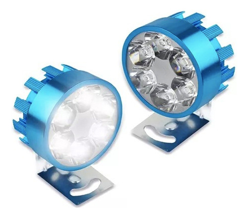 Faros 6 Led Redondo 12 W Estrobo Flash Azu Rmb