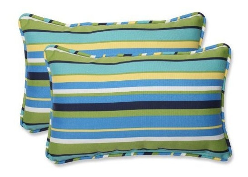 Pillow Perfect*****outdoor-indoor Topanga Stripe Lagoon Lumb