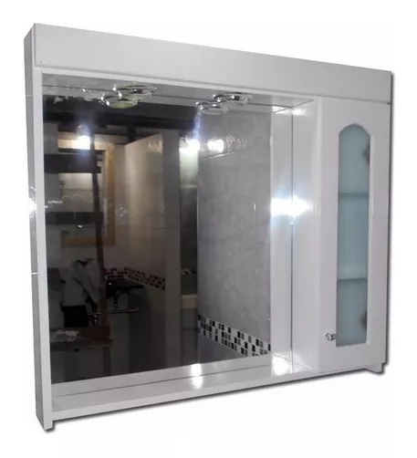 Botiquín Espejo Baño Peinador Vidrio Laqueado Blanco 80x70