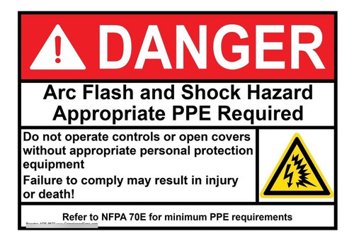 Compliancesigns Danger Arc Flash And Shock Hazard Ppe Ansi 5