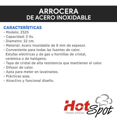 Imagen 3 de 6 de Olla Acero Inoxidable Con Tapa Hot Spot Z525 22 Cm 3 Litros