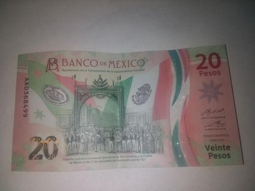 Billete De 20 Pesos Mexicanos De La Serie Aa0