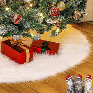 likeitwell Falda del árbol de Navidad Grande Snowy White Faux Fur Falda de árbol para Las Decoraciones de Navidad de Interior al Aire Libre 150 cm 