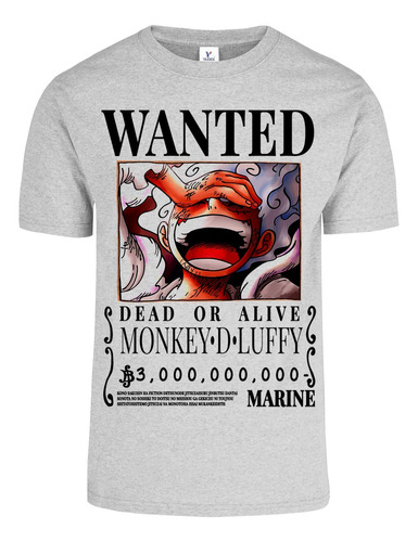 Playera Cartel Wanted Monkey D Luffy One Piece Nika Colores