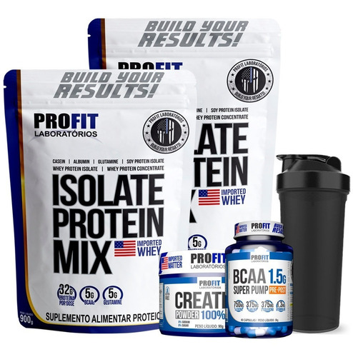 Combo 2x Whey Isolate Mix Profit 900g+ Bcaa+ Creatina+ Coq