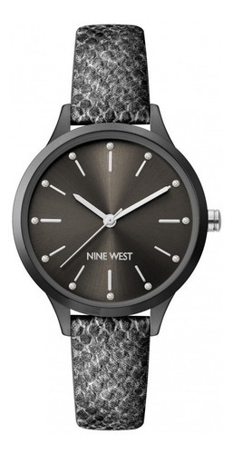 Nine West ® Reloj Mano Mujer Estilo Piel Serpiente 2559gygy Color de la correa Negro Color del bisel Negro Color del fondo Negro