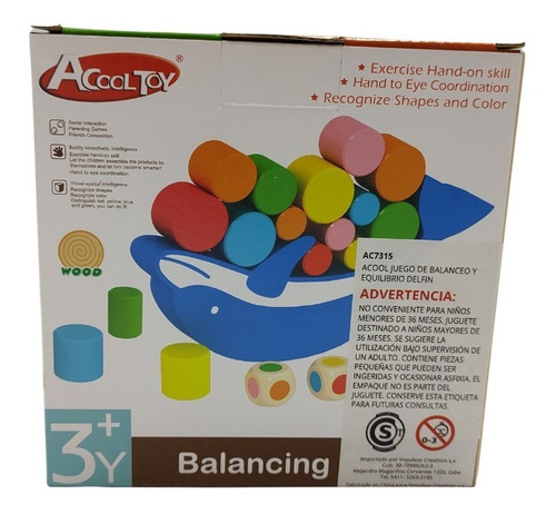 Imagen 5 de 7 de Juguete Didáctico Madera Balancin Equilibro Delfin C/ Dados